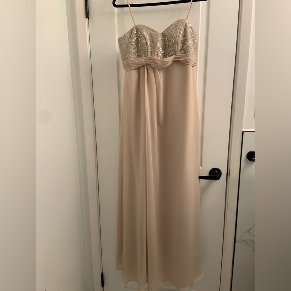SORELLA VITA Strapless Beige Gown with Embellished Bodice